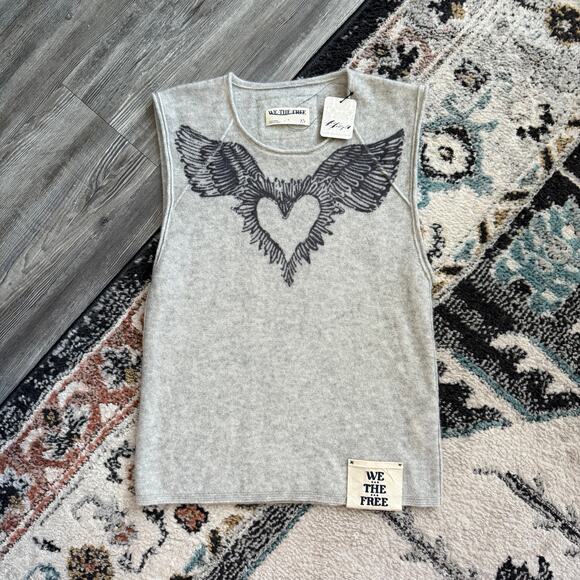 Free People We The Free Cashmere Muscle Sweater Graphite Lover Combo - Picture 2 of 7